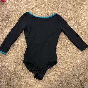 Black/Blue Boatneck Leotard - M